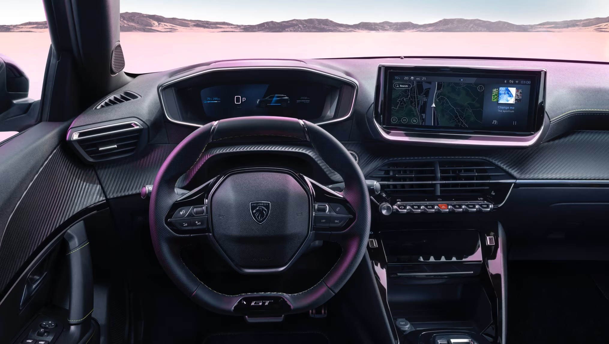 Driver view from the inside of the Peugeot 2008