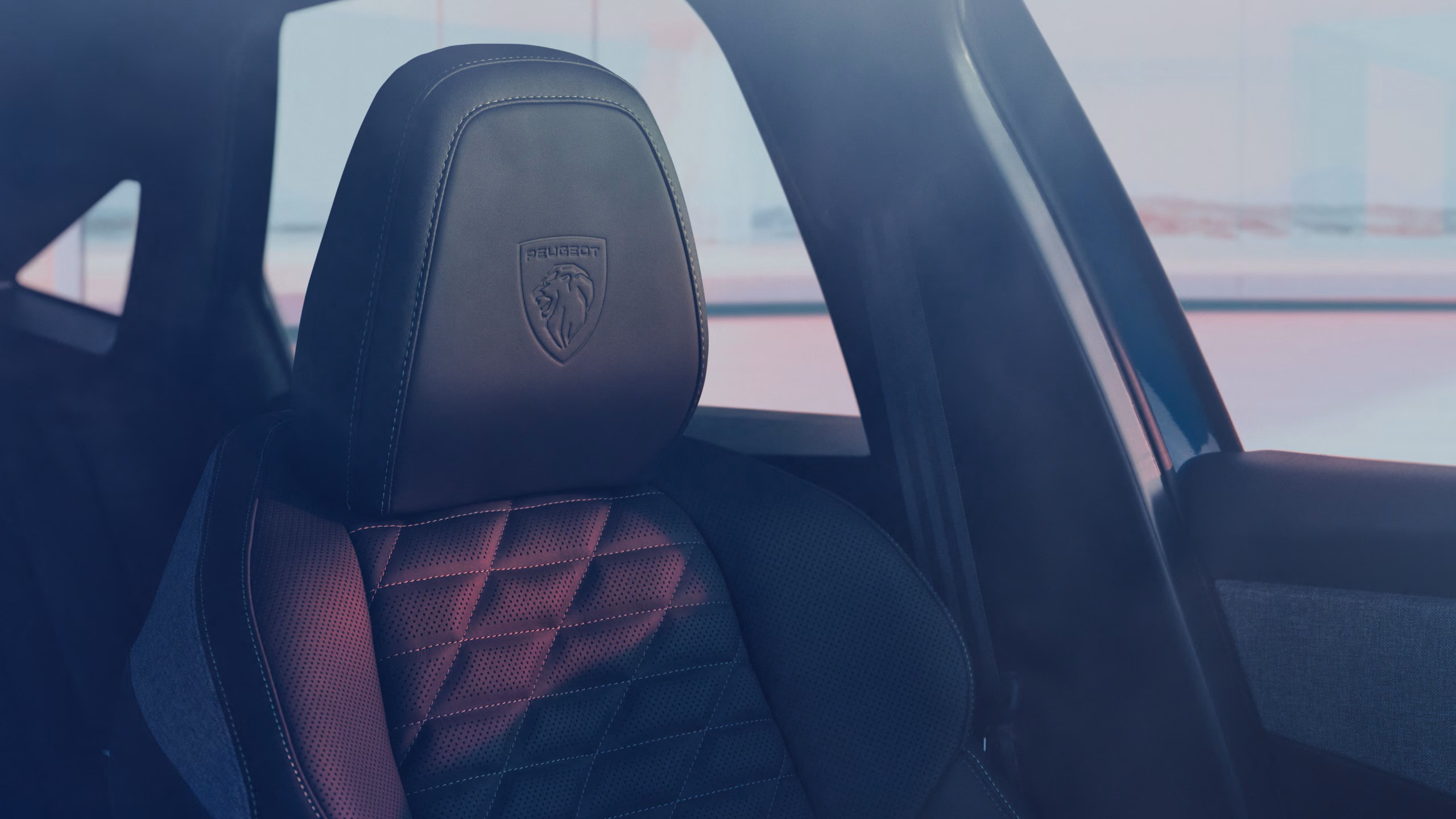 Close up view of the seat upholstery on a Peugeot 3008