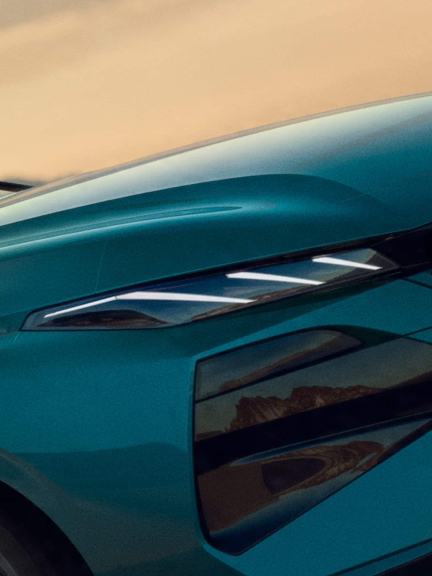 Close of up the front end of the Peugeot 308